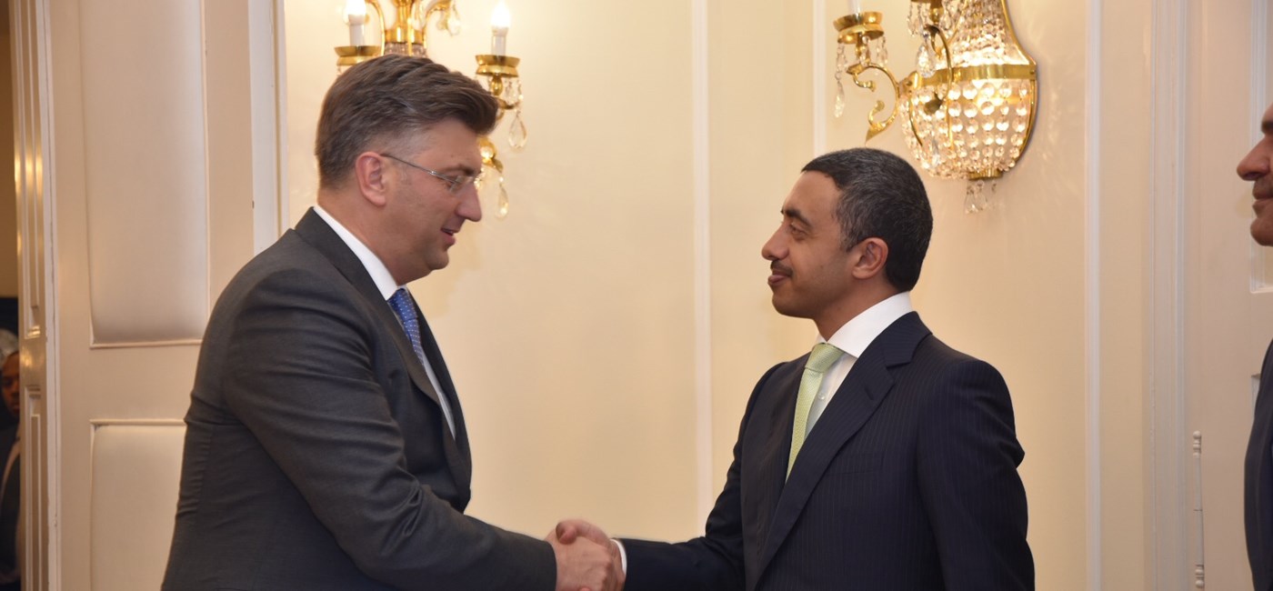 Predsjednik Vlade Plenkovć s ministrom vanjskih poslova Ujedinjenih Arapskih Emirata bin Zayedom Al Nahyjanom